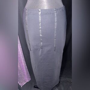 Tripp NYC Y2K Vintage GOTH Black Long Skirt with Faux Leather Accents